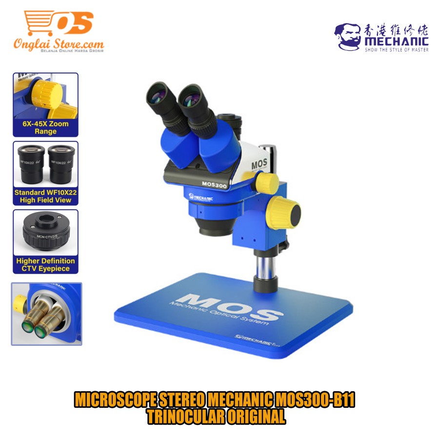 MICROSCOPE STEREO MECHANIC MOS300-B11 TRINOCULAR ORIGINAL