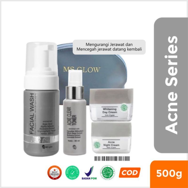 MS GLOW ACNE SERIES MSGLOW ORI BPOM DAY CREAM ACNE NIGHT CREAM FACIAL WASH TONNER MS GLOW COD MSGLOW