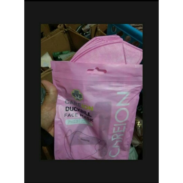Masker Duckbill CAREION 4Ply Warna Pink Murah Isi 10pcs