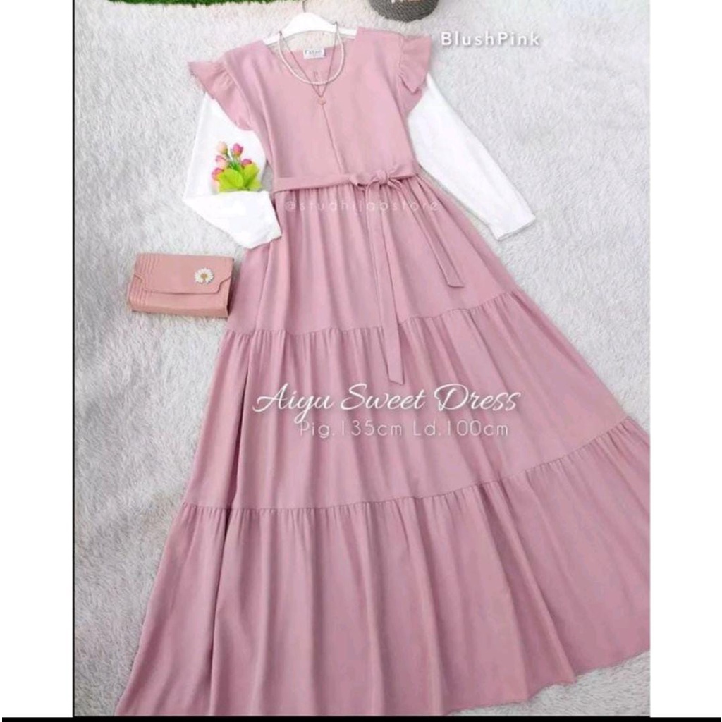 Aiyu Sweet Dress / Pakaian  Wanita / Dress Muslim / Korean Style