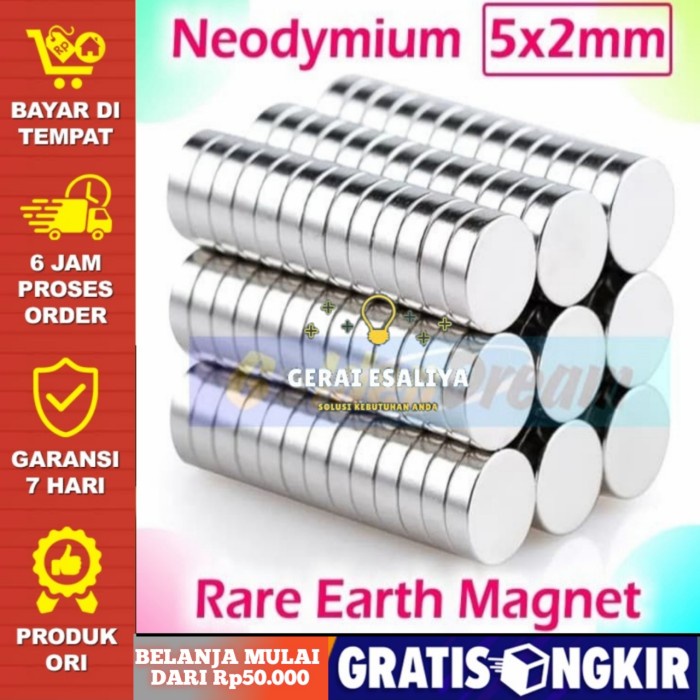 Magnet Neodymium coin diameter 5mm tebal 2mm super strong magnet super