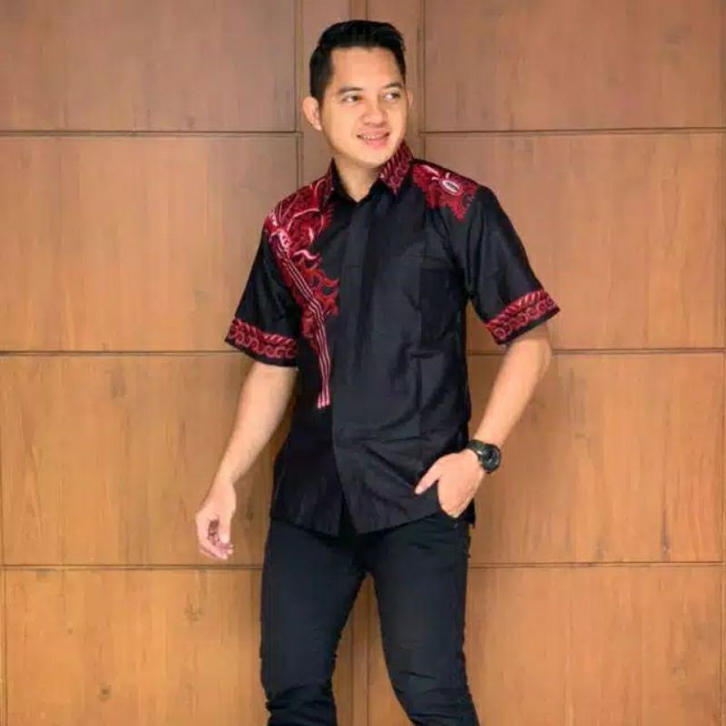 kemeja batik pria JZ merah