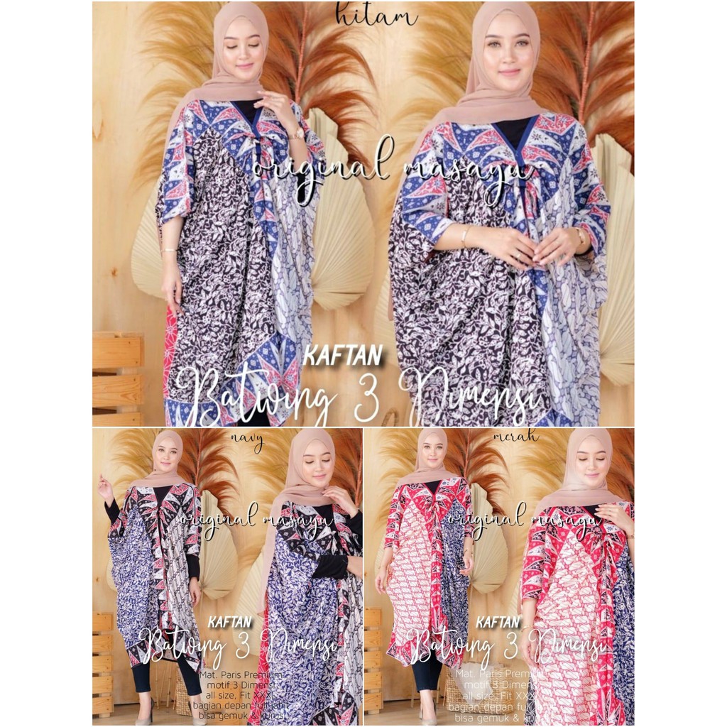 [PREMIUM] Kaftan Batwing 3 Dimensi Batik Kaftan Paris Maxi Lowo Kondangan Muslim Lancip Asimetris