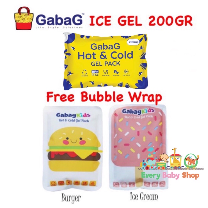 Gabag Ice Gel Hot and Cold 200gr - Kids Ice Cream / Burger Pack 200 gr - Es Pendingin utk Tas ASI / Kompres