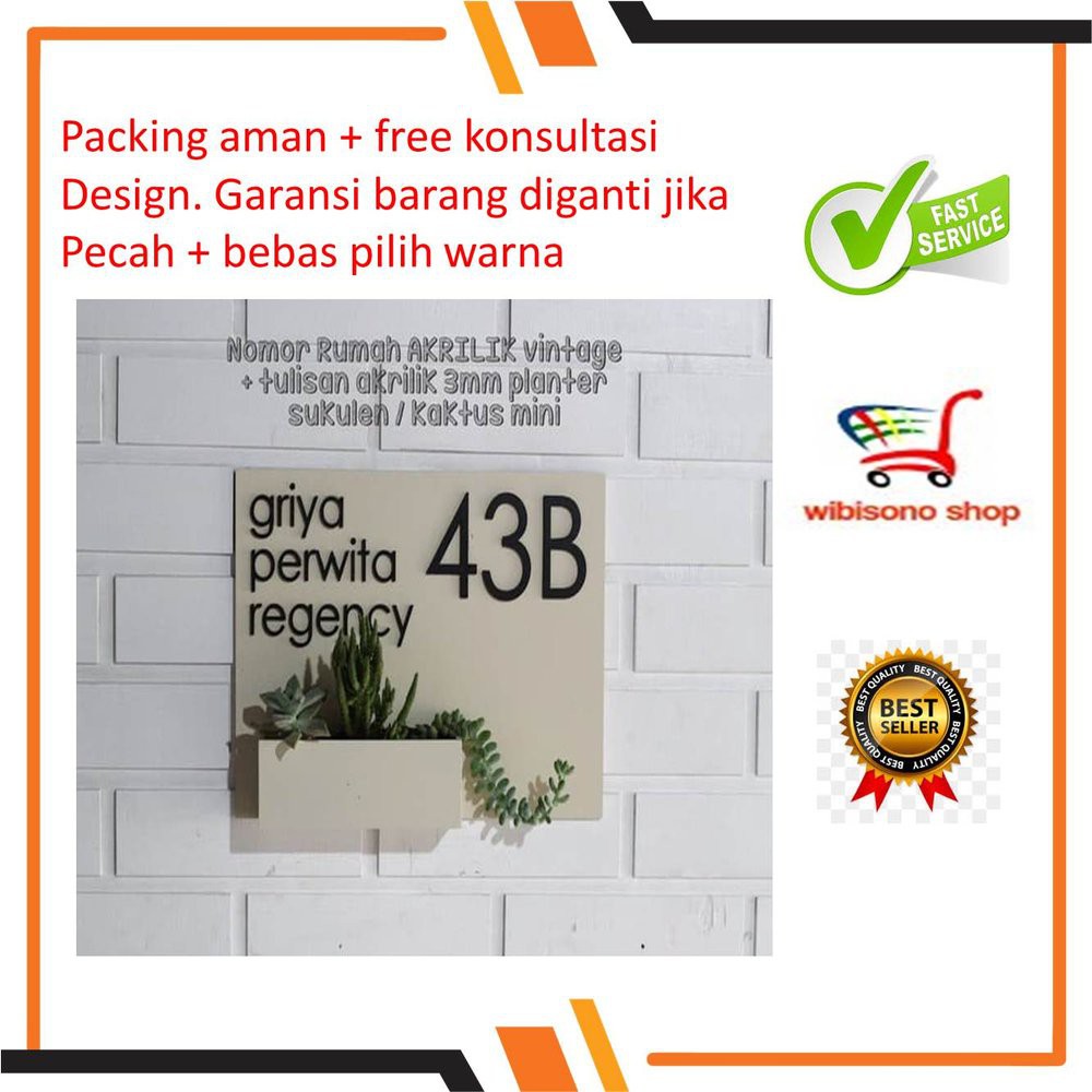 

nomor rumah exclusive vintage akrilik 2 layer Termurah