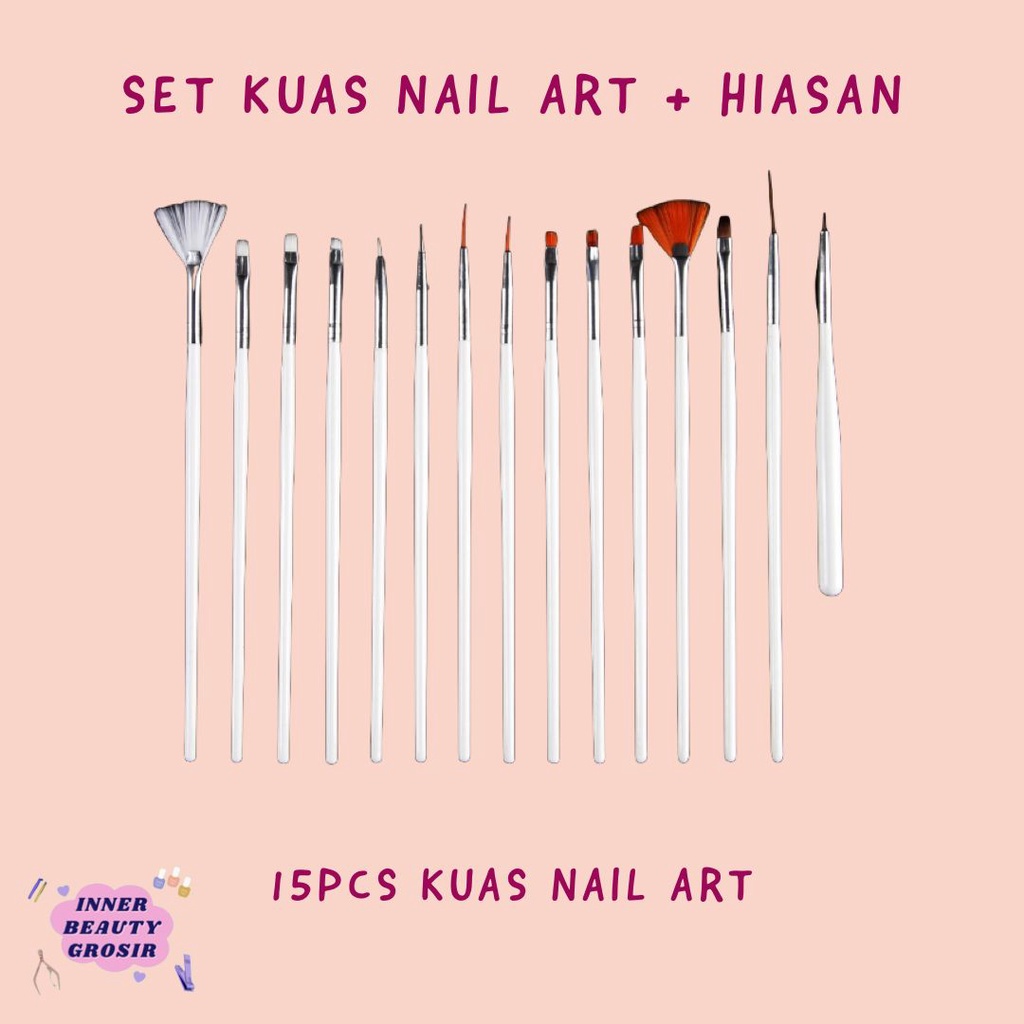 Set Kuas isi 15pcs / Set Brush Nail Art