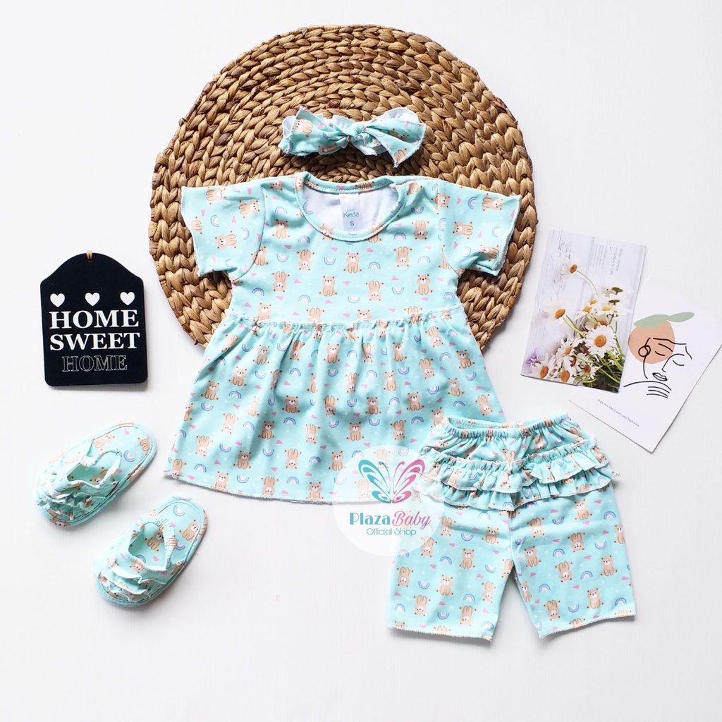 Plazababyku MX MEDDIE SET SANDAL setelan bayi motif bunga yang lucu free headband + sandal PART2