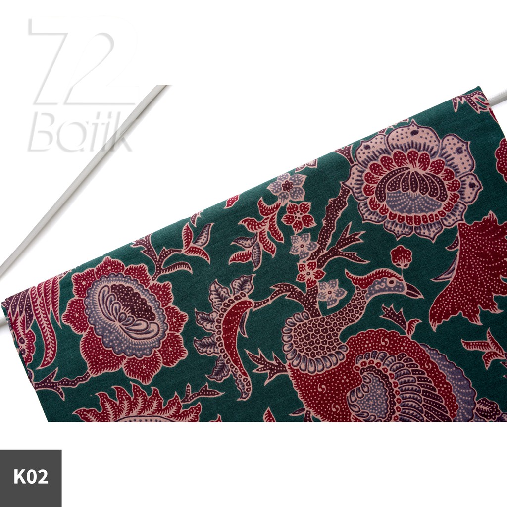 KAIN BATIK PREMIUM Bahan Katun Motif Burung Merak Warna Hijau Ijo Tua 728453 Cap 72 Jarik Jarit Samping Kebat Panjang Batik Katun Modern Premium Bahan Seragam Batik Pernikahan Kantor Keluarga Murah Kamen Jadi Batik Bali Lembaran