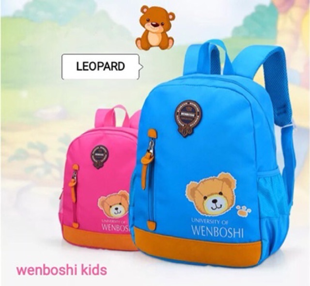 Tas Backpack Anak HELLO TEDDY BEAR University Of WENBOSHI /tas ransel for kids /tas anak playground