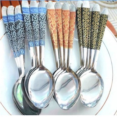 [ Lusinan ] sendok makan stainless tebal motif batik / sendok batik