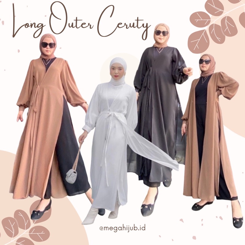 Mega Long Outer / Outer Ceruty / Cardi panjang bahan ceruty lembut