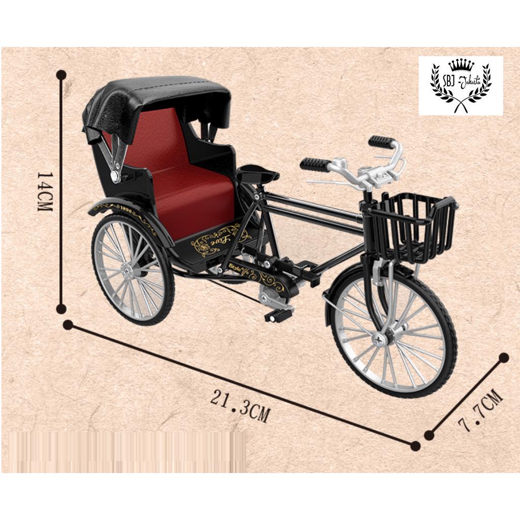 Diecast BECAK ANTIK ORIENTAL RICKSHAW SEPEDA Klasik Skala 1:10