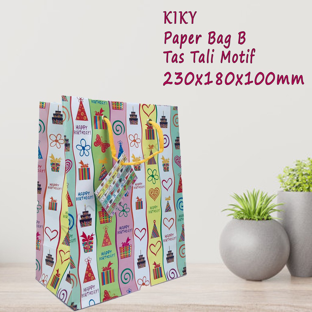 Paper bag B *Kiky * Tas tali motif * 230x180x100mm