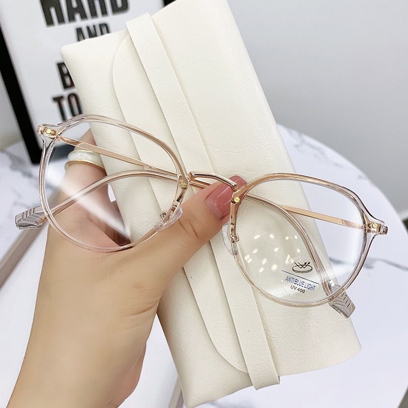 (YUZHU) Tr90 Kacamata Anti Blue Light Lensa Optik Frame Metal Gaya Retro Untuk Pria / Wanita