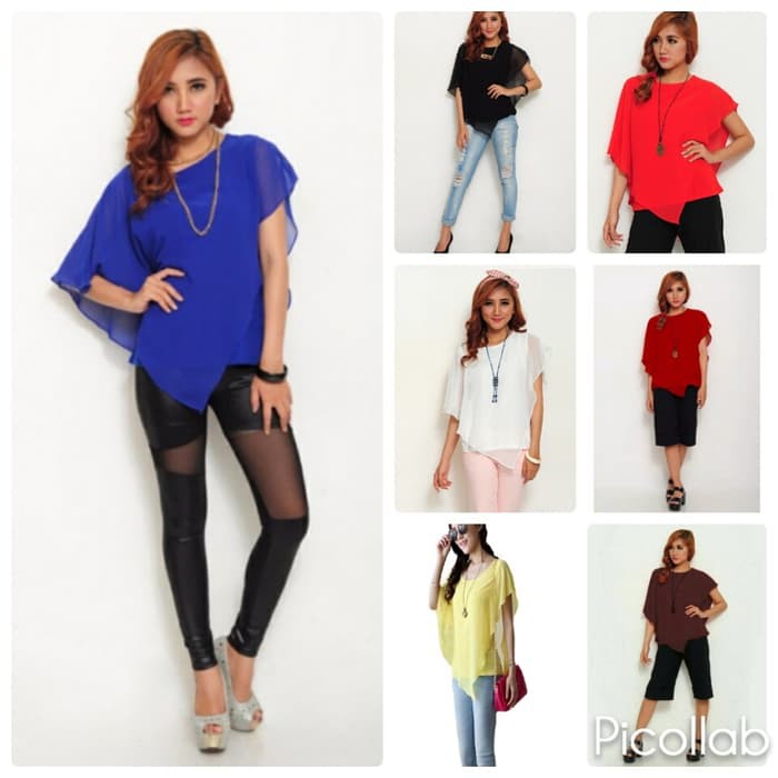 Jual Atasan Baju Pakaian Blouse Model Korea Wanita Korean Style Blus Jersey Murah