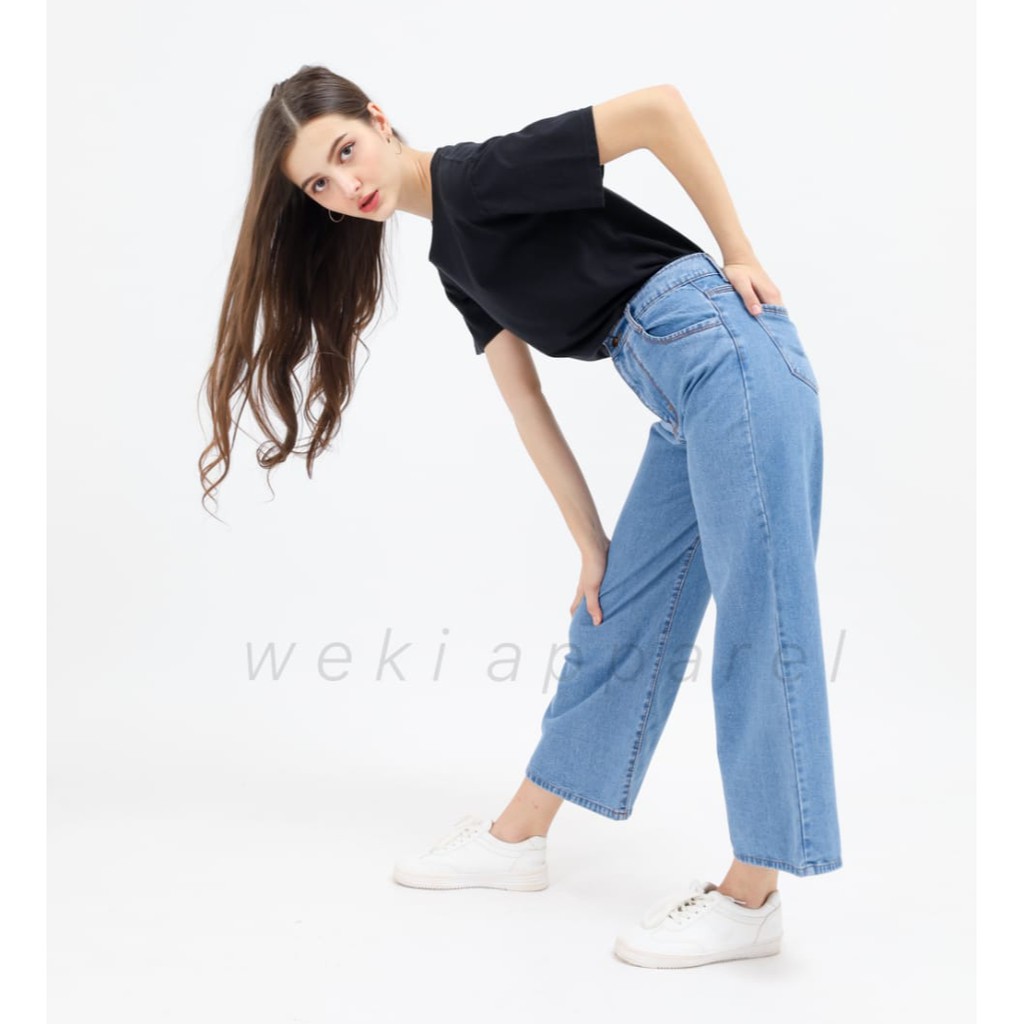 Weki _ Highwaist Kulot Jeans Medium Blue