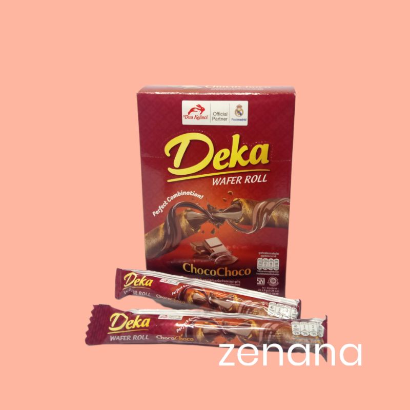 

Deka Rolls Deka Wafer Roll 8 gram ( 1 Pack isi 24 Pcs ) Wafer Rolls Netto 24 x 8 gram Dua Kelinci