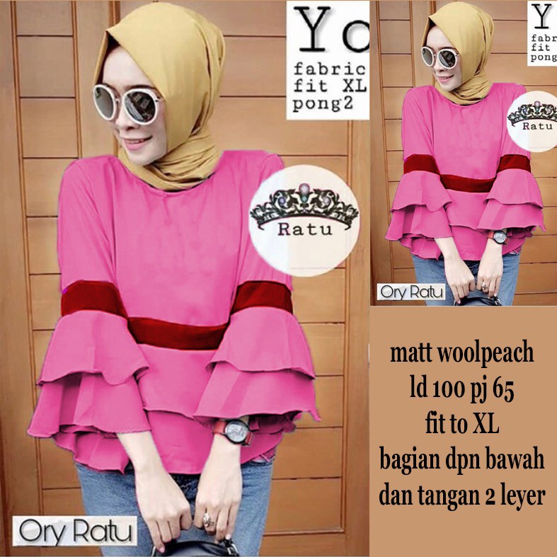 [Yonna pink NI] Blouse Wanita Woolpeach Pink