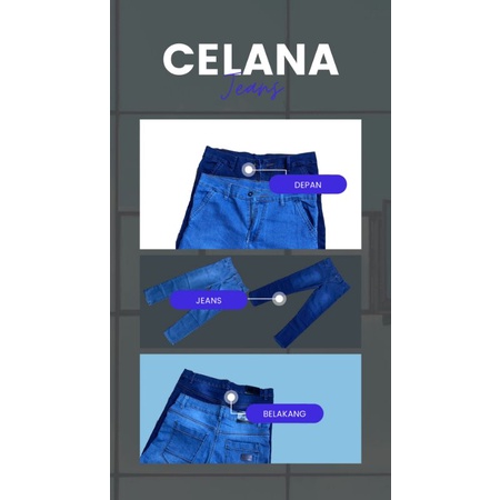 Celana panjang jeans premium stretch biru tua dan biru muda