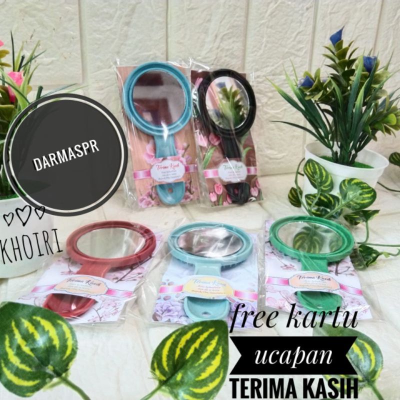 Souvenir kaca Gagang Cermin bulat Kemasan plastik dan alas bermanfaat murah isi 50pcs