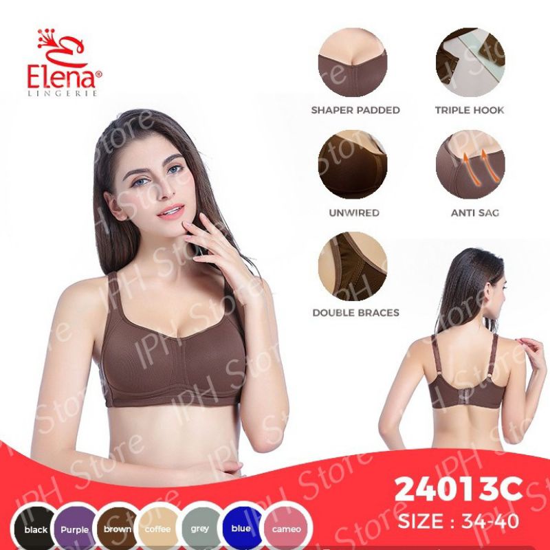Bra / BH Elena 24013C (Cup C, Tanpa Kawat, Busa Tipis, Kait 3)