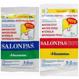 Koyo Salonpas Hijau / Merah Hot Koyo Panas per sachet isi 10 lembar untuk Pereda Nyeri