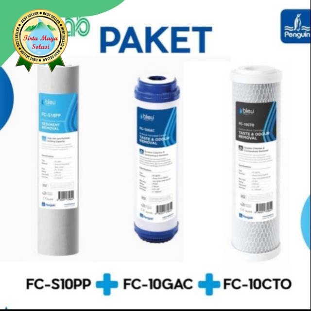 1set katrid filter busa pp + arang karbo cto + gac granular karbon aktif 10 inch