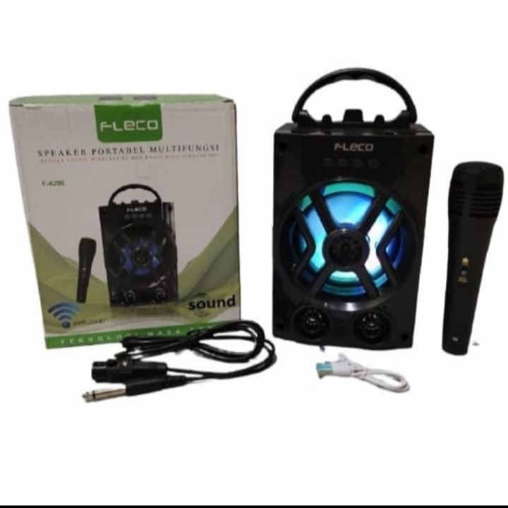 COD SPEAKER BLUETOOTH KARAOKE 5 INCH FLECO F-4296 BONUS MIC KABEL//SPEAKER KARAOKE//SALON AKTIF//SPEAKER X-BASS