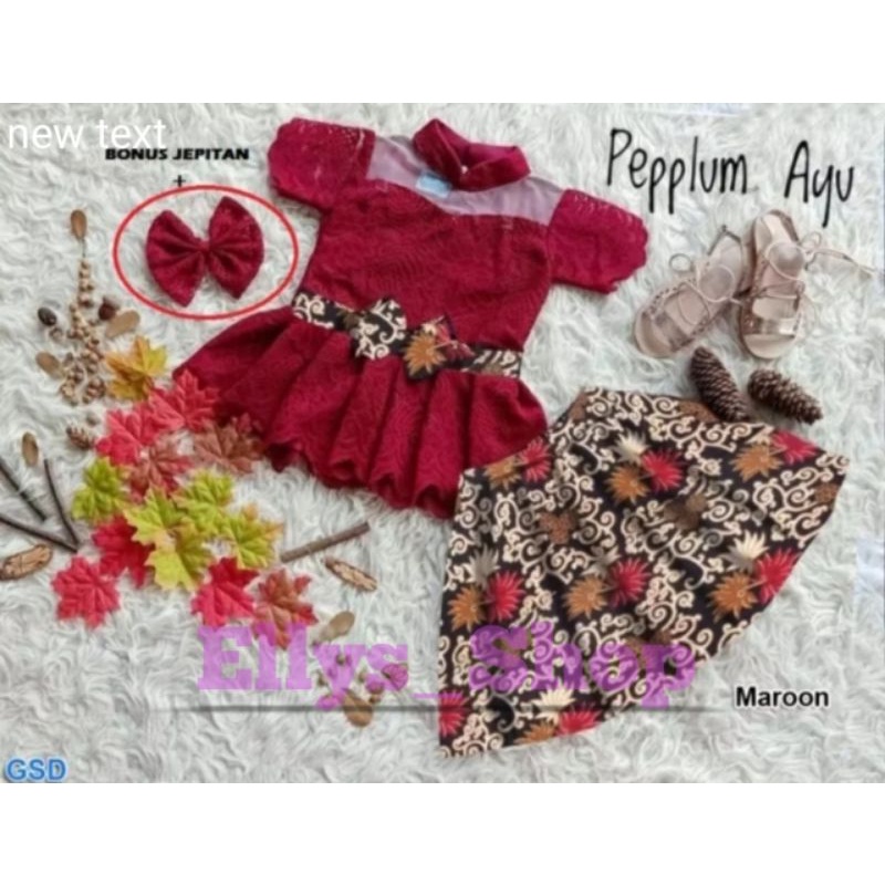 Set Kebaya Anak Perempuan Free Bando Baju Brokat Anak 2-4th