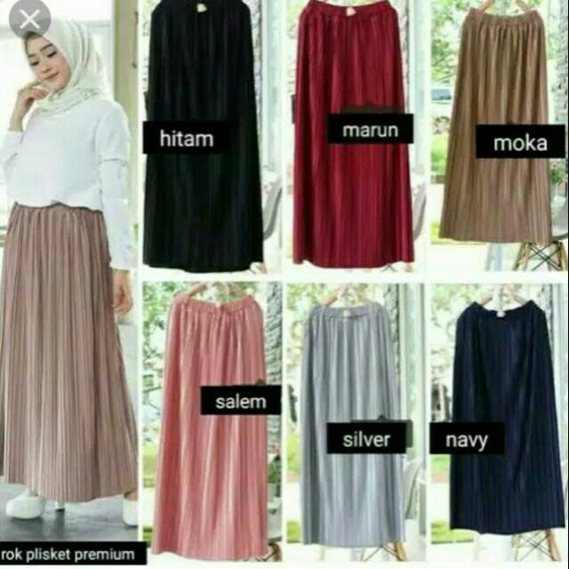 Rok Plisket Premium ready warna salem, ijo botol