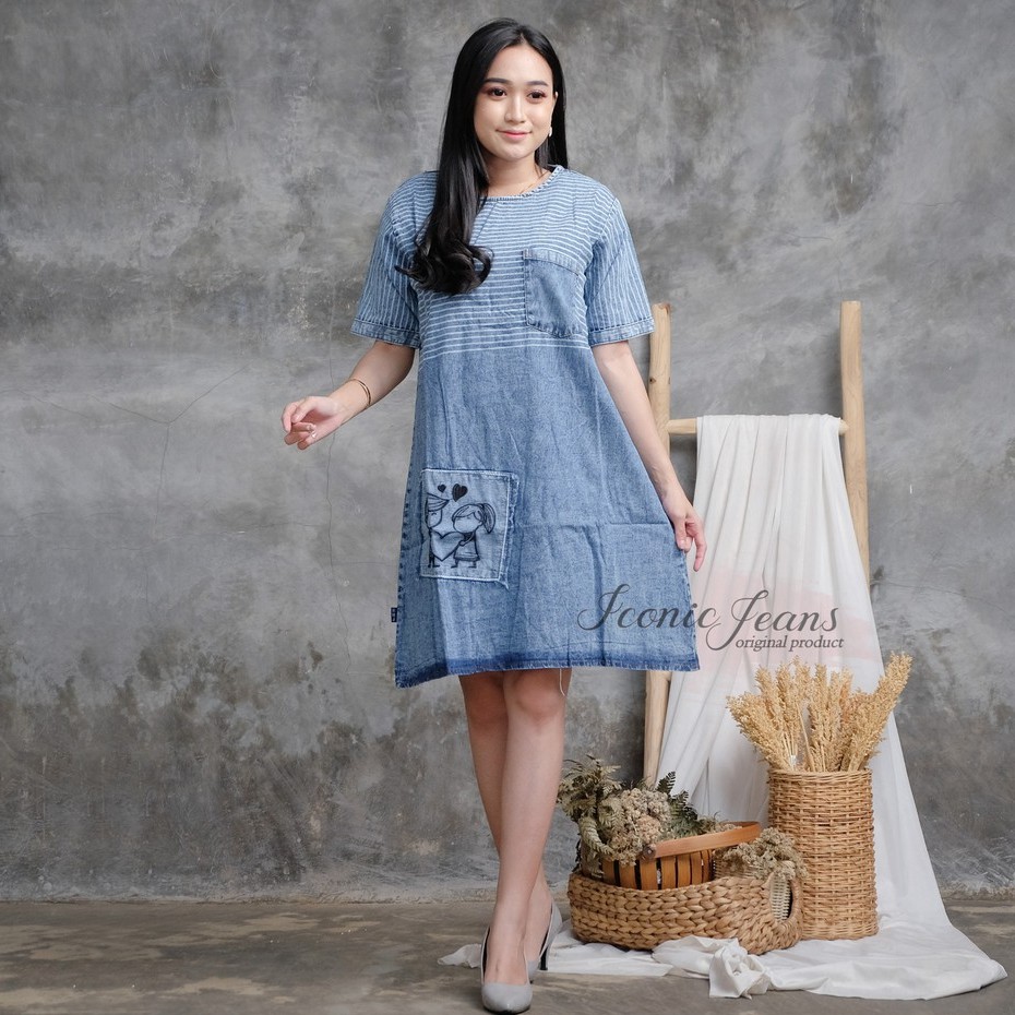 DENIM DRESS / DASTER JEANS/ DAILY WEAR/ SNOWBLUE SERIES BANYAK VARIAN MOTIF