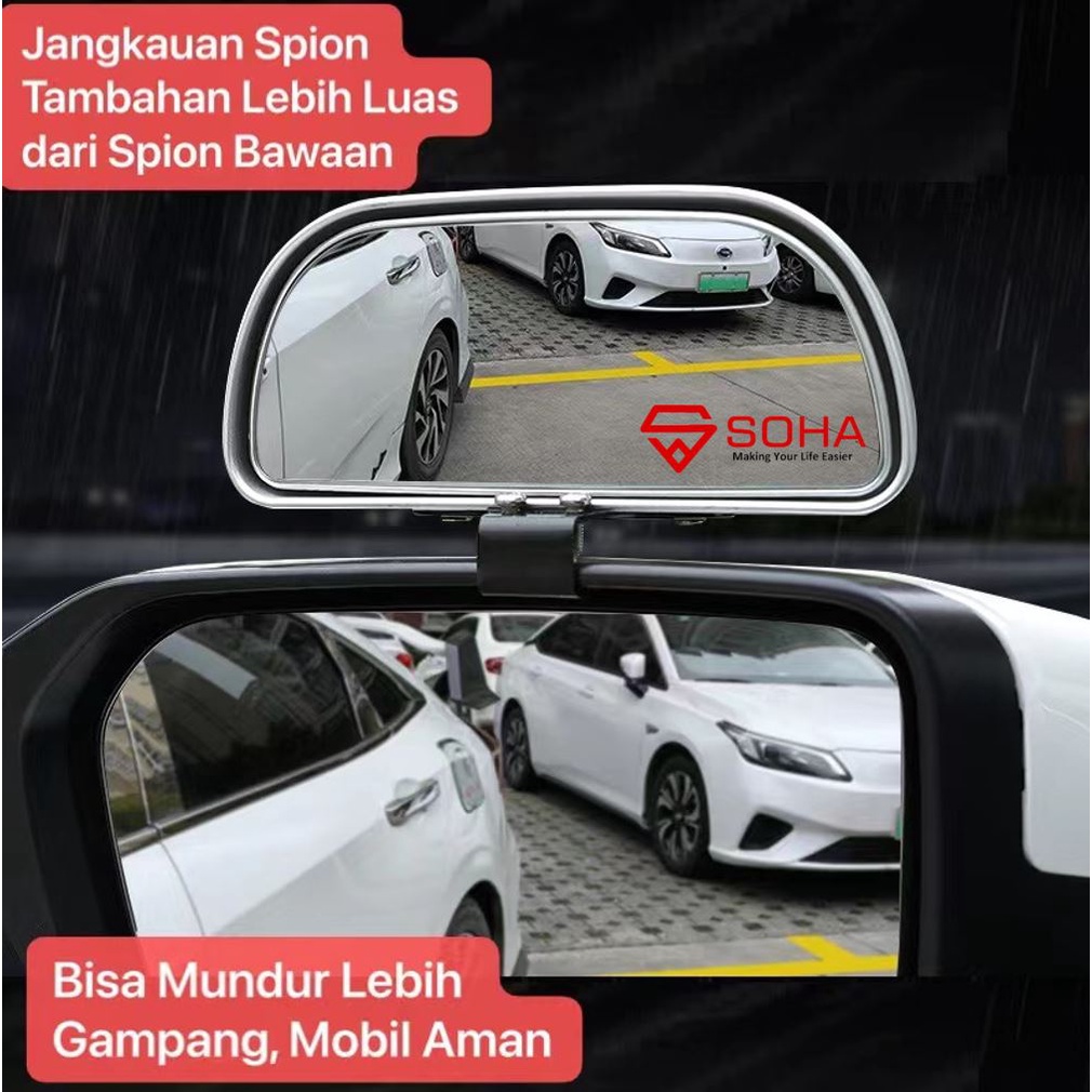 AM-18 Kaca Spion Car Wide View Blind Spot Mirror Tambahan Spion Mobil Cermin Asli safety Sudut Lebar Universal Semua Jenis Mobil ACP-105