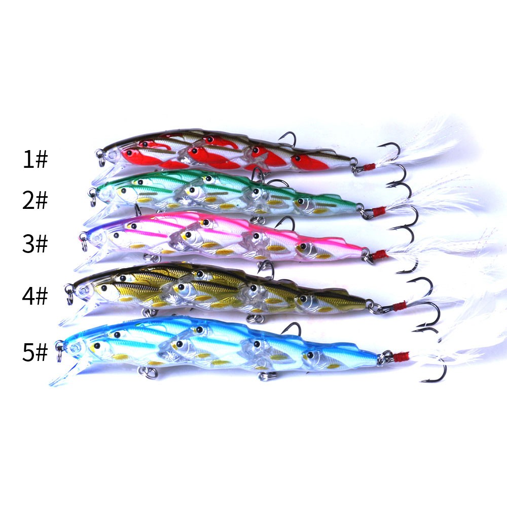 HENGJIA 1PCS 11.5cm/15.7g minnow Kelompok ikan umpan pancing swimbait with bulu fishing lure topwater