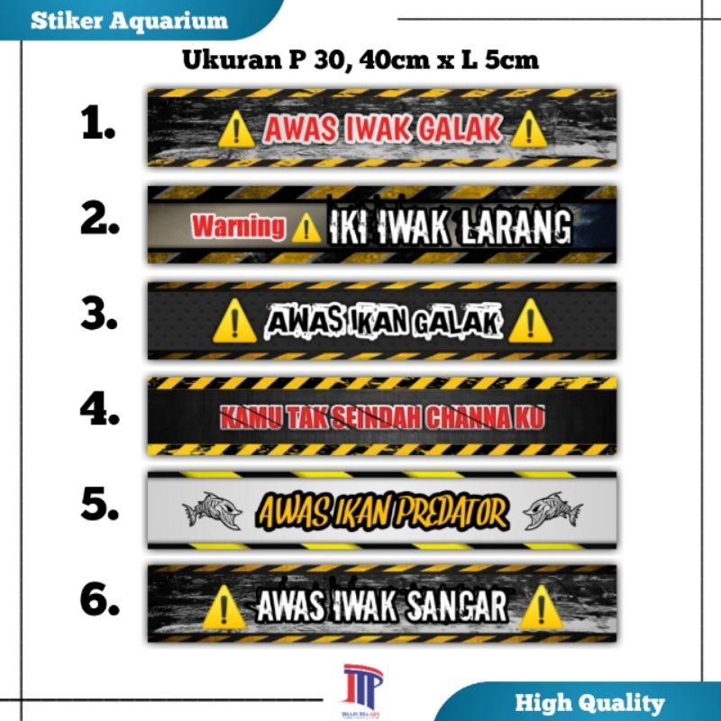 Stiker Aquarium Awas Iwak Galak / Stiker Awas Ikan Galak