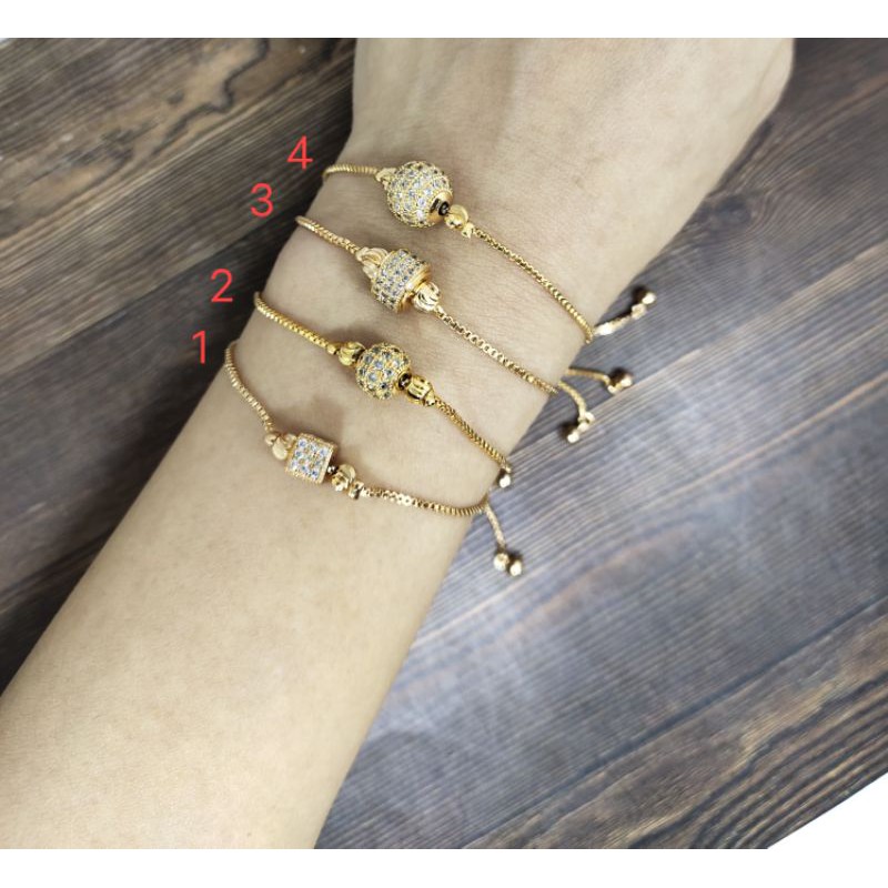 Fifi Fashion Gelang serut Kannelite Model Perhiasan Lapis emas 08#