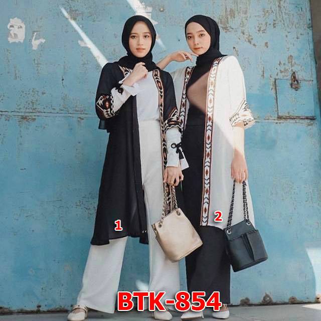 Long Outer Cardigan Wanita Muslim Motif Bohemian