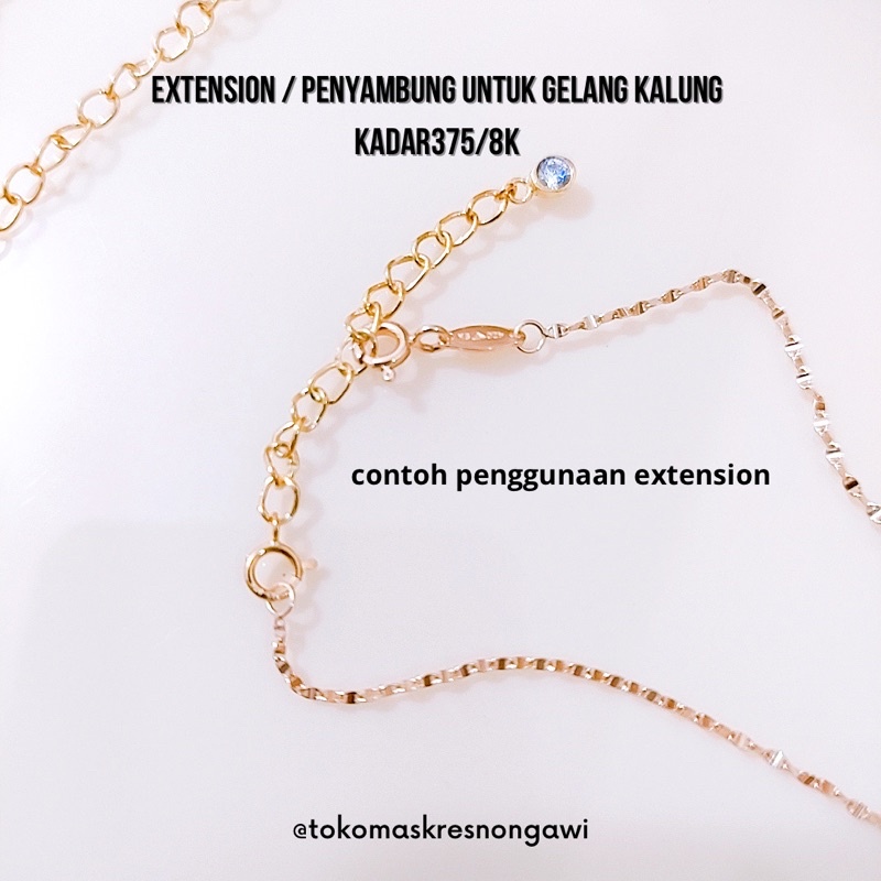 extension emas / penyambung emas gelang kalung kadar 375 / 8k emas asli