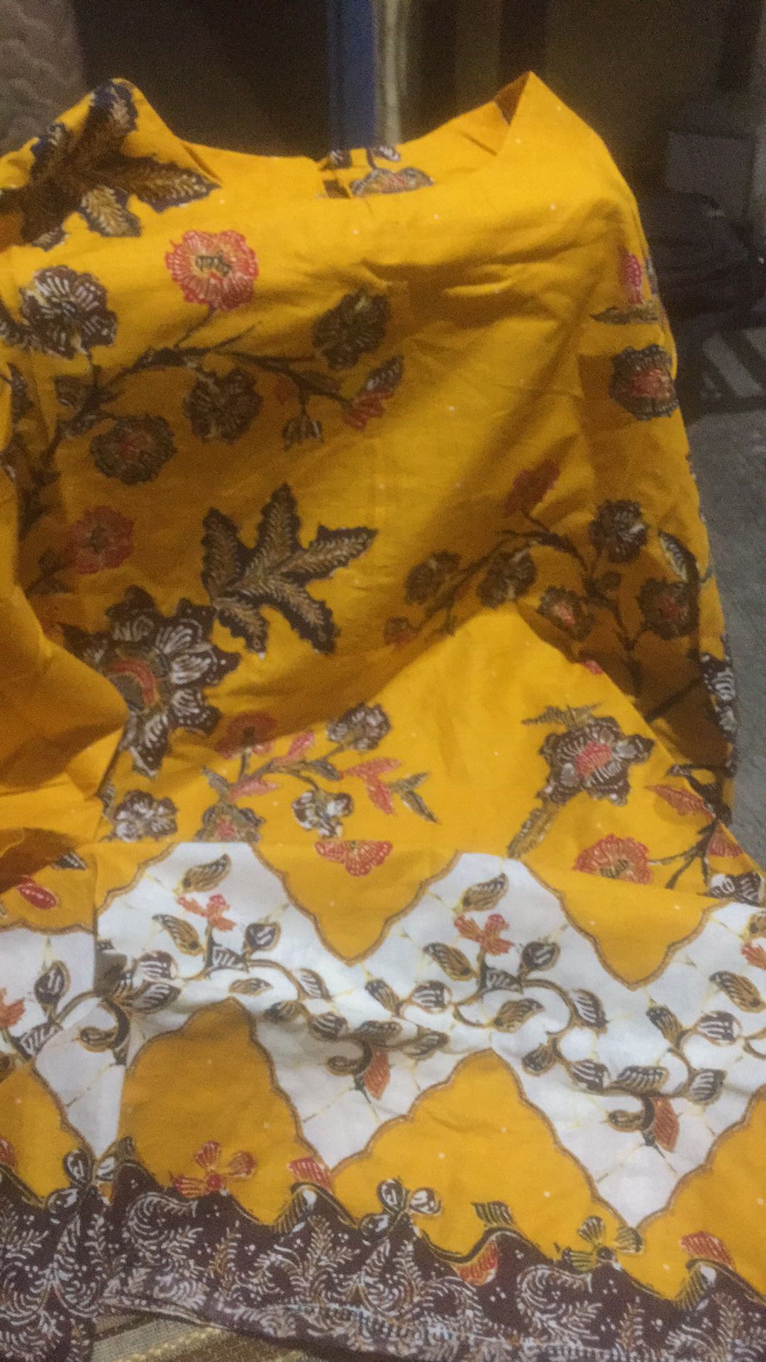 Blouse Blus Batik Wanita Cewek Kerja Motif Bunga Warna Kuning Premium Unggul Jaya Kemeja Batik Kerja