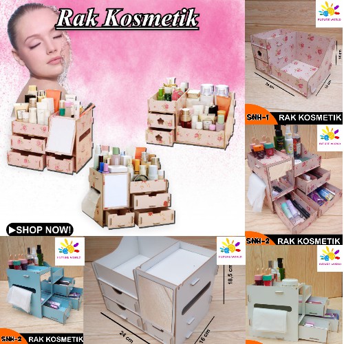 Rak Kosmetik Mini Bahan Kayu Tempat Cosmetic Storage Mini Rack