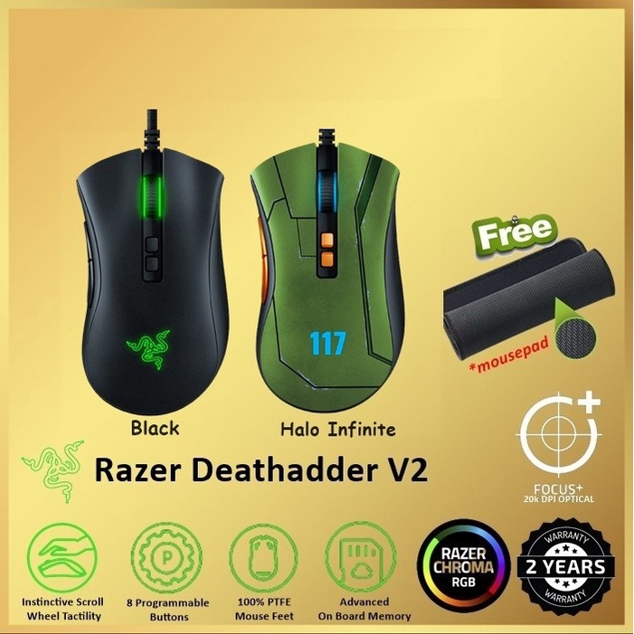 Razer DeathAdder V2 Ergonomic Wired Gaming Mouse Cable Kabel Death Adder V2