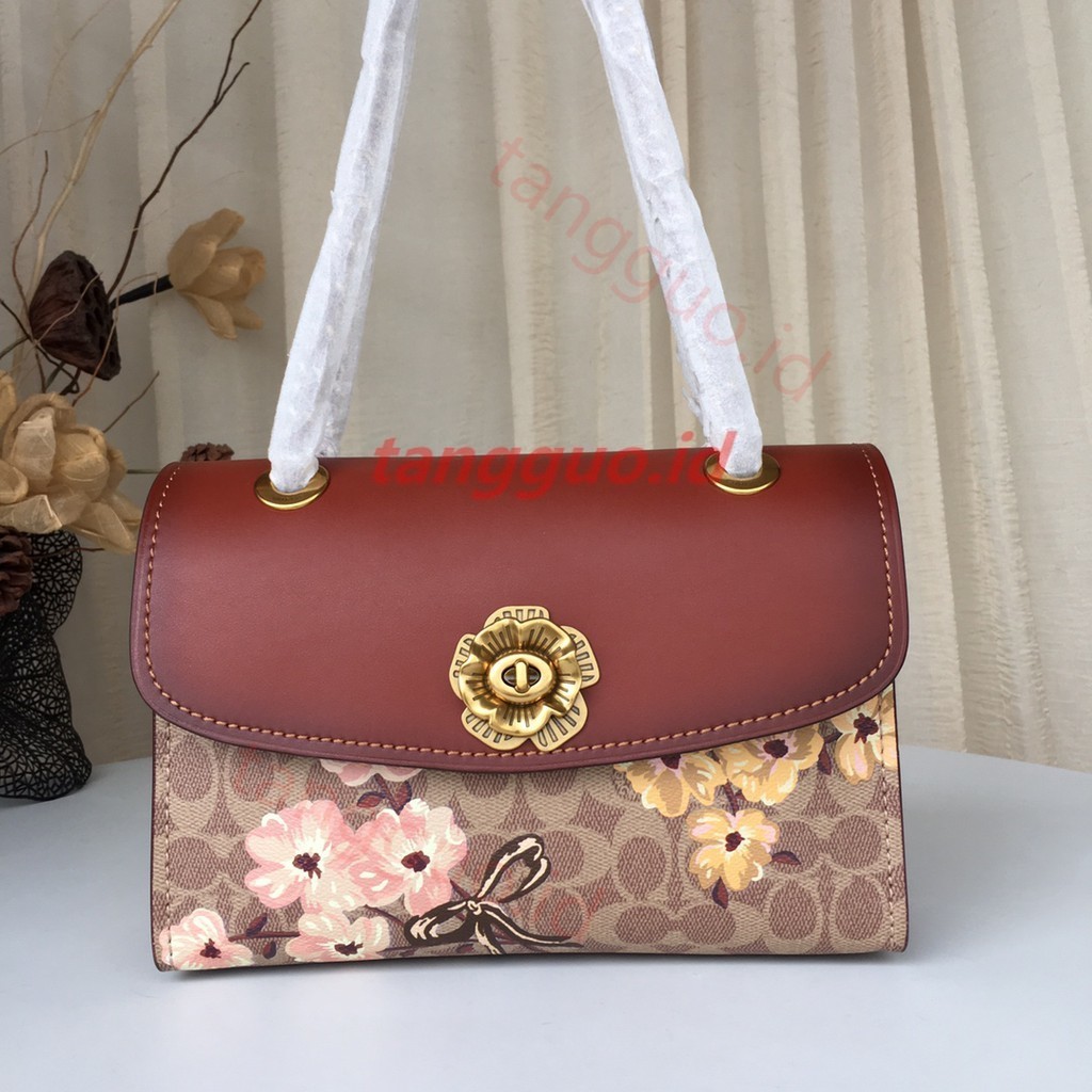 COACH54649 Tas Selempang Motif Bunga Camellia Gaya Vintage Untuk Wanita