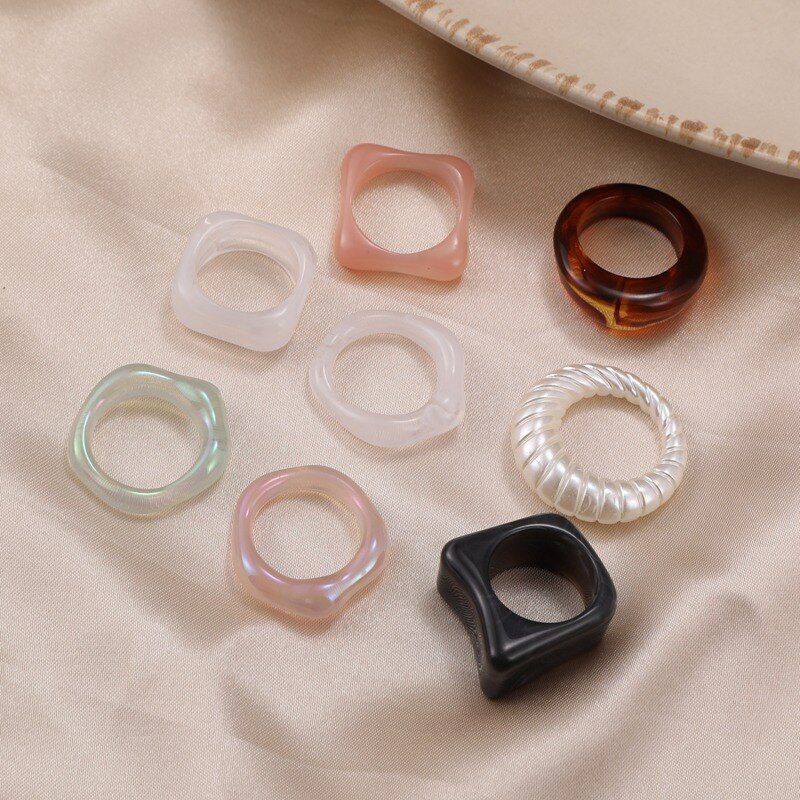 5 Set Cincin Akrilik Aksesoris Fashion Korea Cincin Transparant Ring Akrilik Part 1