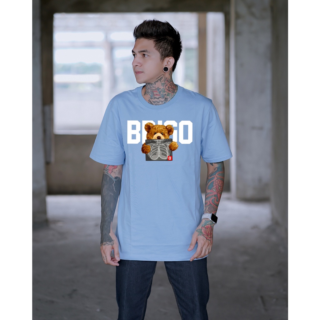 BRIGO Kaos Lengan Pendek Bear Rontgen II Kaos Distro BRIGO Beruang Rontgen II Kaos Katun Combed M-XL ( Pria &amp; Wanita )