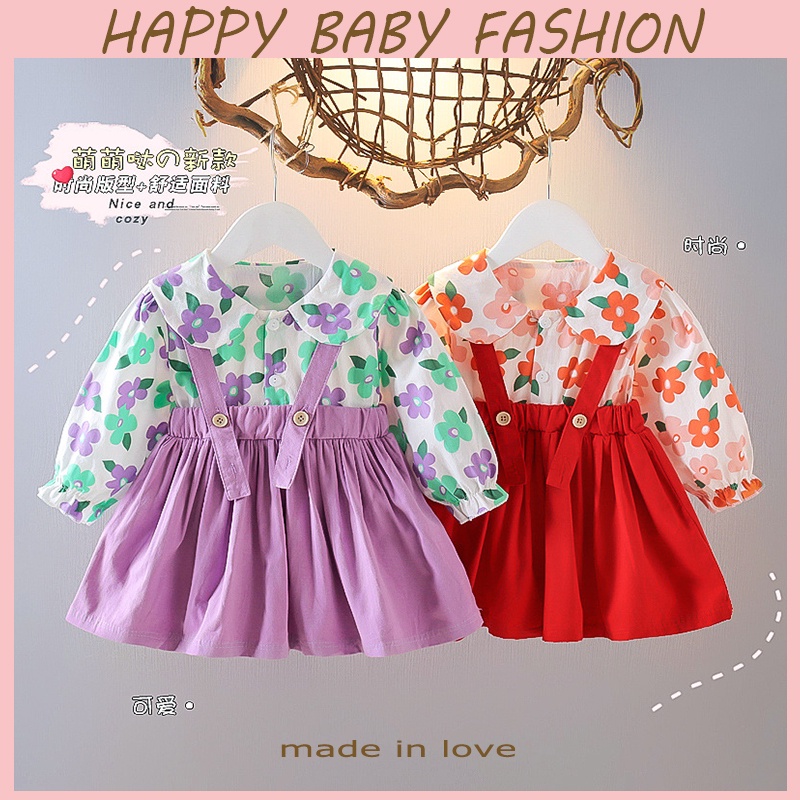 (0- 4Tahun)QZ-57 Dress anak setelan Motif Bungga Import