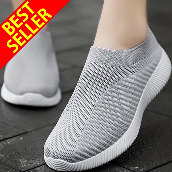 QINGSHUI Sepatu Kets Slip on Wanita Berkualitas Tinggi,Sepatu Wanita Model Terbaru,Bernapas Sepatu Lari Wanita Nyaman,Wanita Kaus Kaki Sepatu Datar Sepatu Wanita