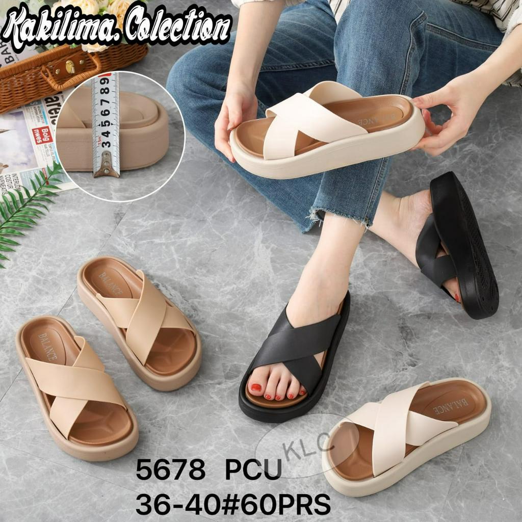 Sandal slip on silang wanita sandal karet jelly perempuan BLC 5678