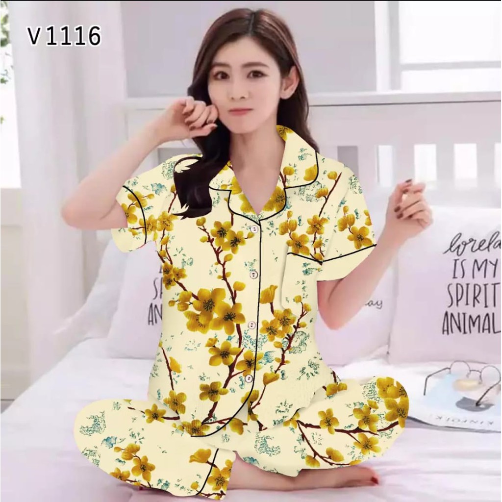 hokyfashion PIYAMA CP SAKURA TULIP JEPANG FIT TO XL-2