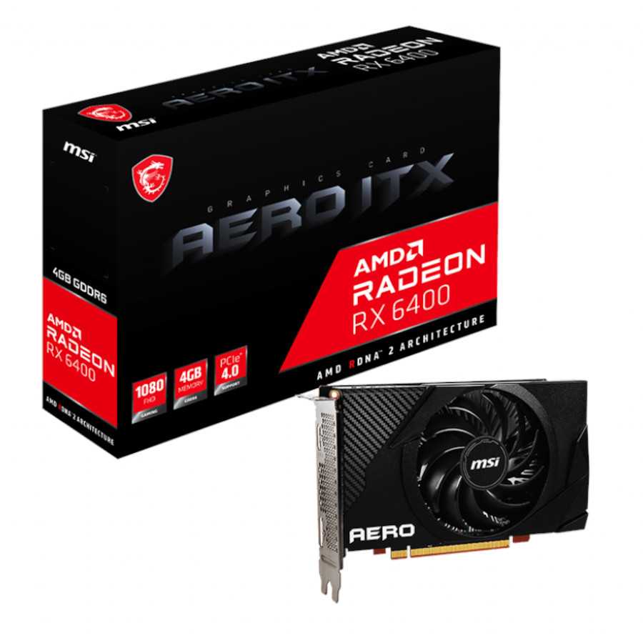 VGA MSI Radeon RX 6400 AERO ITX 4G 4GB GDDR6 Single Fan ORIGINAL
