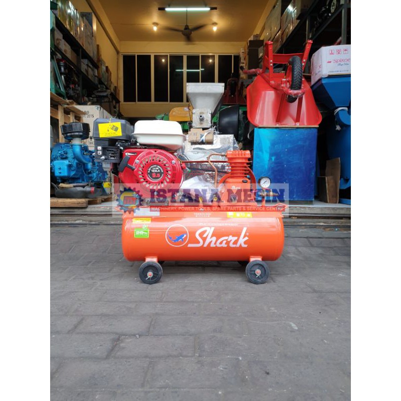 KOMPRESSOR ANGIN 1 PISTON KOMPRESOR SHARK 1/4HP COMPLETE MESIN BENSIN