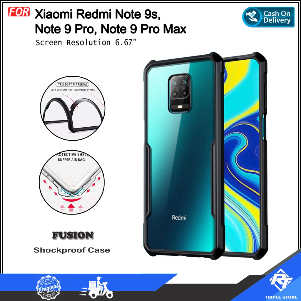 Case Xiaomi Redmi Note 9s Redmi Note 9 Pro Redmi Note 9 Pro Max Soft Hard TPU HD Transparent Cover